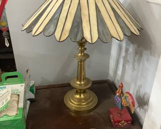 . . . brass lamp with lead glass shade