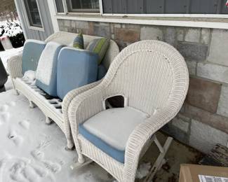 . . . white wicker couch and rocker