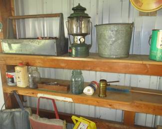 Coleman lanterns and garage items