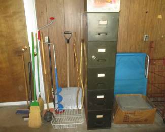 FILE CABINET AND YARD TOOLS