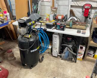 AIR COMPRESSOR, LOTS OF TOOS 