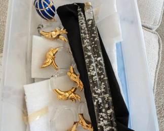 Lucite Candles and crystal napkin rings