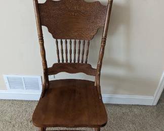 Pressed back chair (goes with sewing machine and spooler)