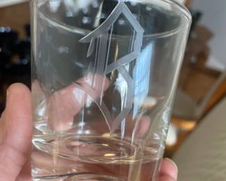 Highball glasses with an etched “B” on them 