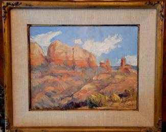 Fine original oil "Desert Monuments" by listed artist Malcolm Tervo