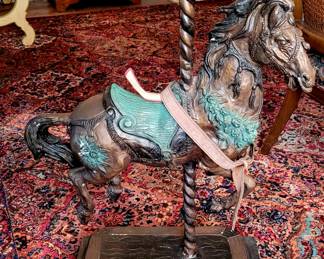 Large bronze carousel horse by P. J. Mene
