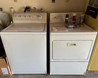 Perhaps a bit older, this top-loading washer and front-load dryer could be a great purchase.