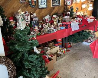 There are holiday items for sale.  It's never too early to shop for decorations.