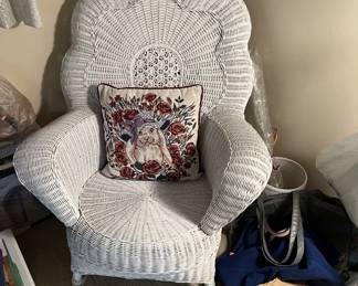 And finally, this is a white wicker outdoor patio chair.