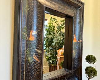 mirror with parrot motif