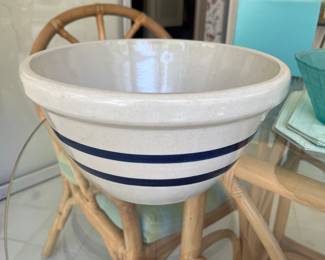 RRP Robinson Ransbottom Pottery Roseville Blue Stripe 9" Stoneware Mixing Bowl