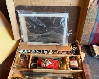 Art supplies in box