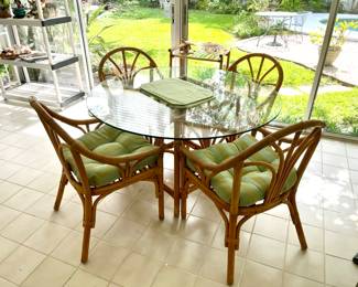  Raton and glass table and  4 chairs set