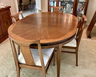 White Furniture Co., MCM dining room table and chairs.