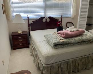 Broyhill Queen size headboard, and rails. Mattress and boxspring come with it