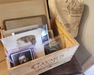 antique and vintage photographs, flour sack, chair