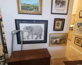 Art - local artist from Florida, North Carolina, and Texas   Karen Usborne Elephant lower left corner 