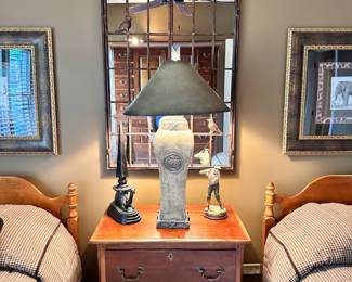 Williamsburg Chest, Ceramic Lamp, Metal Nature Mirror