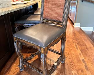 Custom Leather Nailhead Barstool 