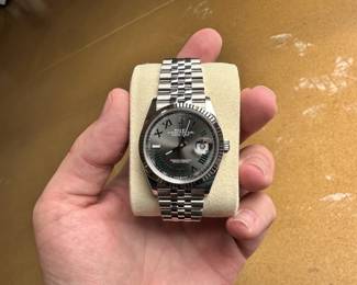 2022 - Rolex 36mm Datejust Jubilee Bracelet White Gold Bezel Wimbledon Dial - NEVER WORN - Box, Papers, Card