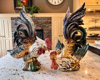 Intrada Italy pair of roosters - Ceramic
