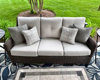 Agio patio sofas, two chairs and coffee table