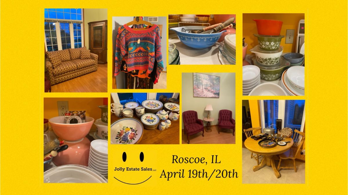 Roscoe Estate Sale hosted by Jolly Estate Sales starts on 4/19/2024