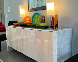 Carrara marble sideboard made in Italy, 6 1/2 feet long