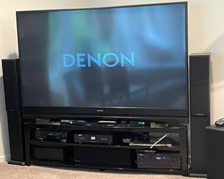 COMPONENTS INCLUDE DENON AV RECIEVER, ATLANTIC TECHNOLOGY SPEAKERS (TOWERS, SUB AND CENTER) &  MONSTER POWER AMP