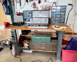 WORK BENCH, TOOL BOXES AND HARDWARE