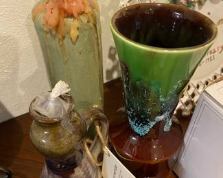 James Bean pottery, Liquor bottle, ceramic Vase, Dart Vallanus, Fait main, Potters Lamp by Nichols