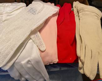 Ladies Handkerchiefs and vintage evening Gloves