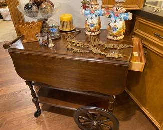 Mahogany Tea Cart 1980s, Hathaway, 34x19