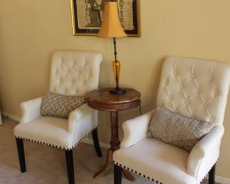 Gorgeous studded chairs with a table in the middle - like new