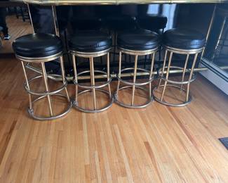 Brass & leather bar stools. Available for pre-sale. 