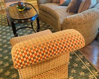 CUSTOM BAKER LOVESEAT, 2 SLIPPER CHAIRS AND GREAT LITTLE TABLE