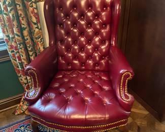 PAIR OF LEATHER CHESTERFIELD CHAIRS