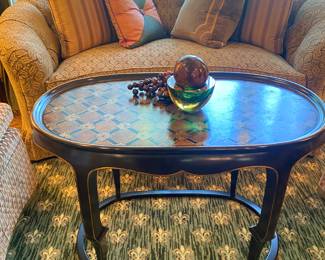 CUSTOM BAKER LOVESEAT, 2 SLIPPER CHAIRS AND GREAT LITTLE TABLE