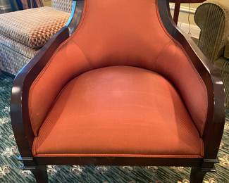 CUSTOM UPHOLSTERED AND WOOD FRAME CHAIR