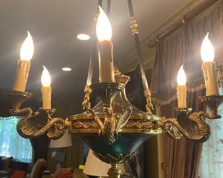 BRASS SWAN CHANDELIER