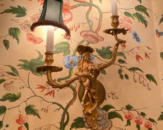 PAIR OF BRASS FIGURAL SCONCES