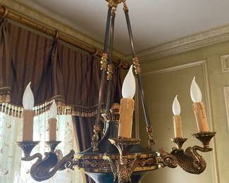 BRASS SWAN CHANDELIER
