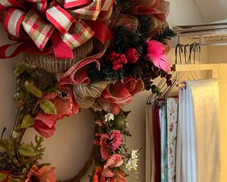 Holiday wreaths and table linens