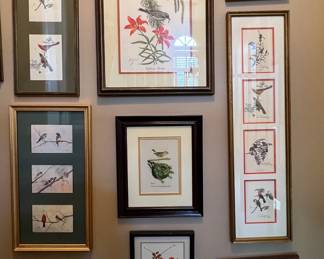 Small framed bird prints