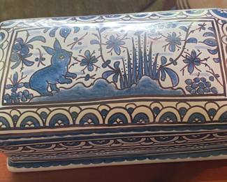 Portuguese Blue and White Rabbit Box