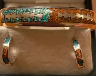 D.A. Stamped Bracelet and Earrings