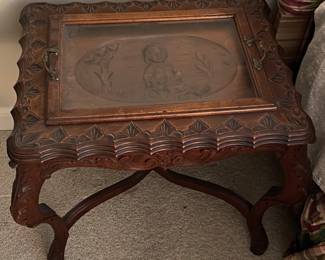 German Carved Ornate Tray Table
