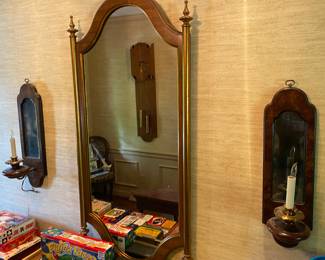 Wall Mirror and Mirrored Candle Sconces