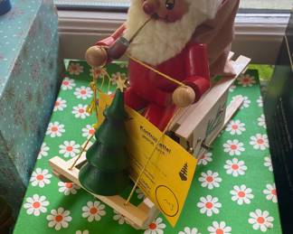 Vintage Erzebirge Carved Wooden Christmas Figures in Boxes