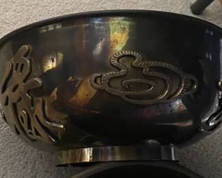 Oriental Themed Brass Bowl